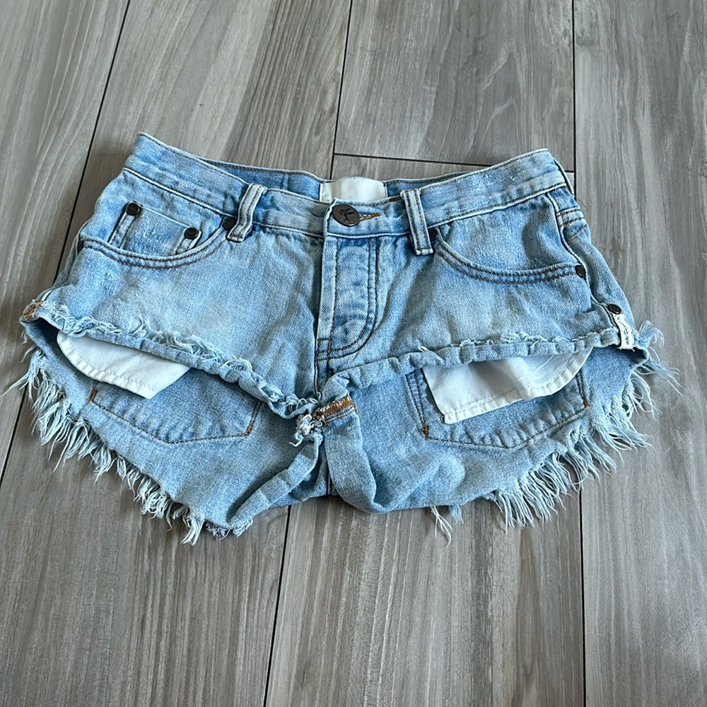One Teaspoon Pale Blue Denim Shorts